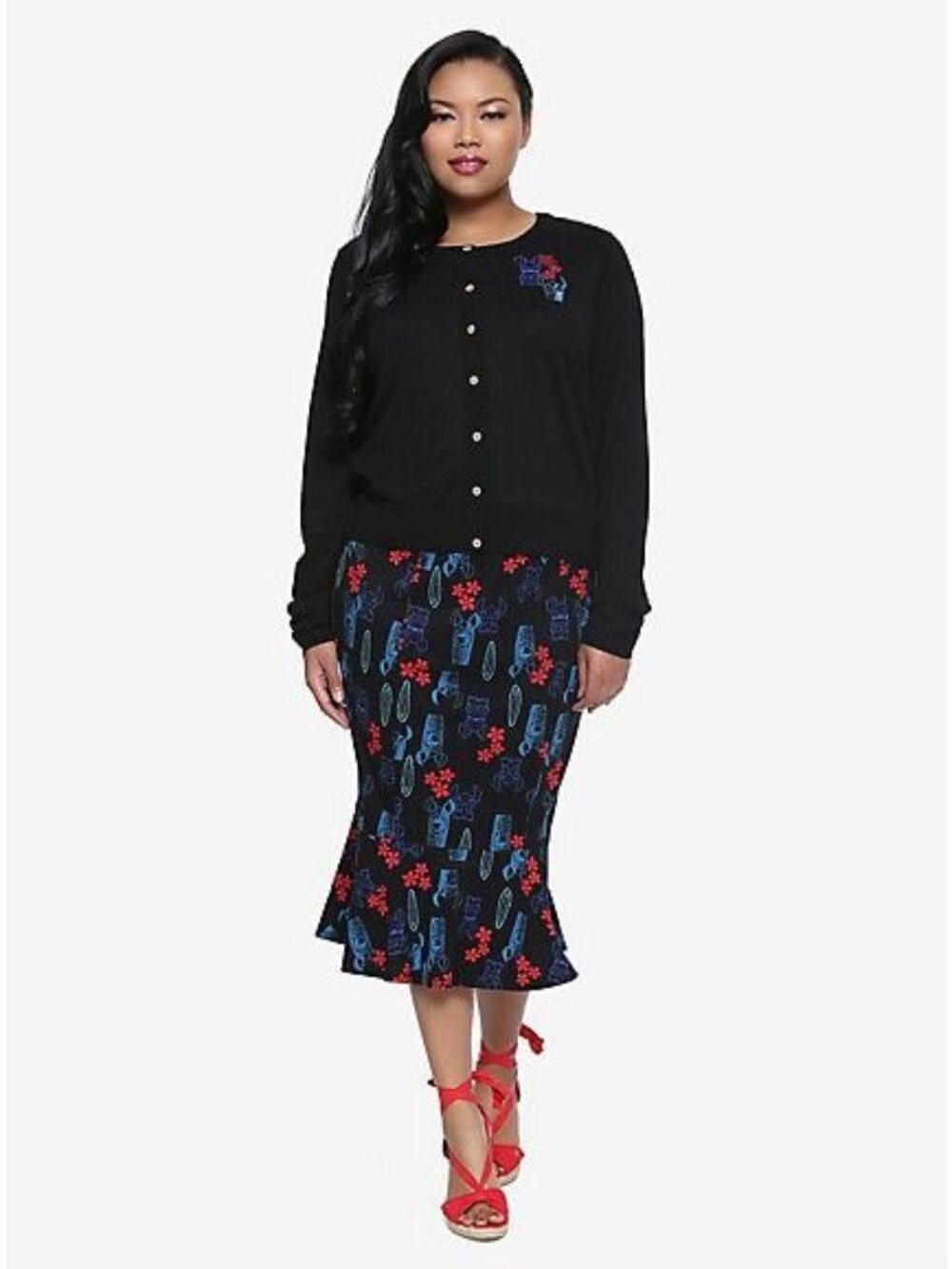 Disney Lilo & Stitch Tiki Cardigan & Mermaid Skirt Set 2X Tropical
